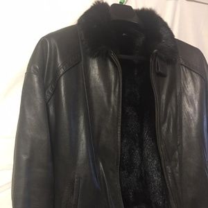 Men's leather coat, fur lined, Philippe Monet, 46